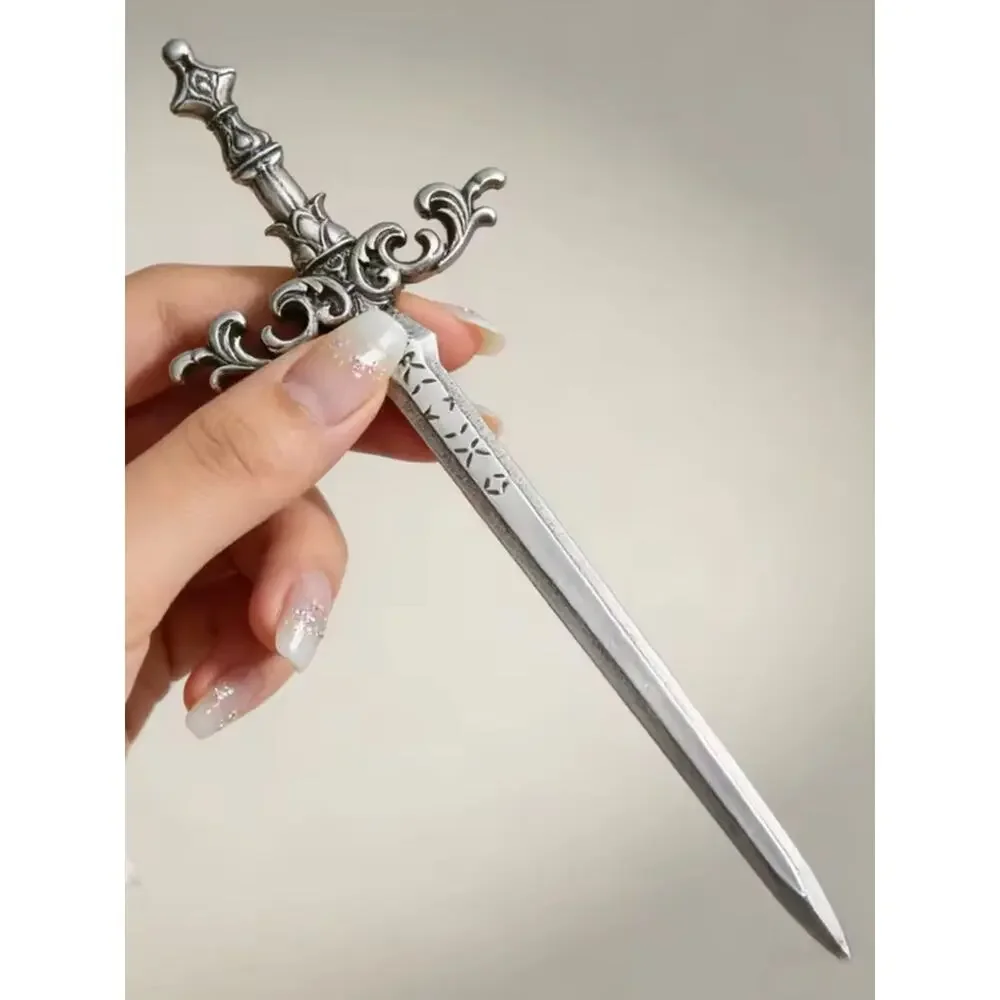 Silver Viking Celtic Sword Hair Stick Ornate Medieval Hair Accessory